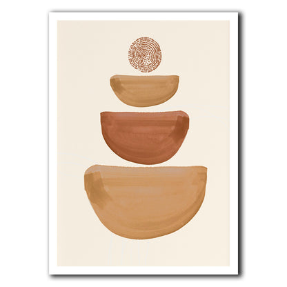 Decorative wall art with geometric shapes in brown on a beige background