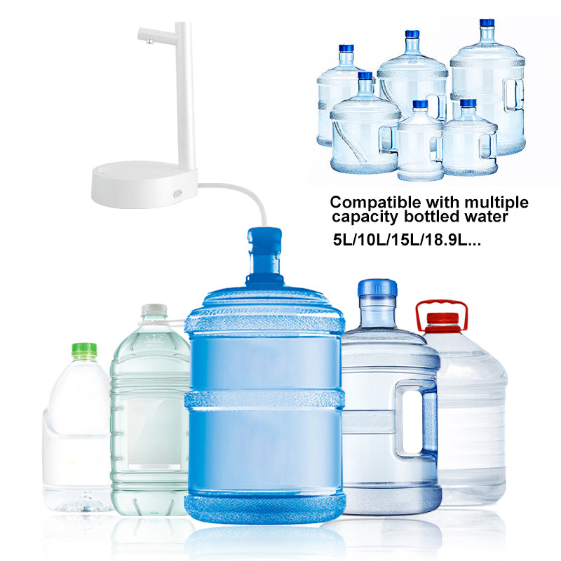 Collection of various water bottles with a pump on a white background