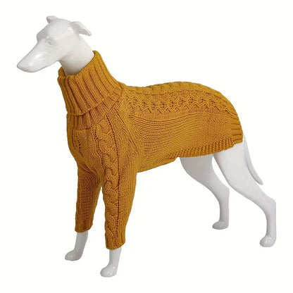 Yellow Knitted Turtleneck Jumper for Whippets & Italian Greyhounds