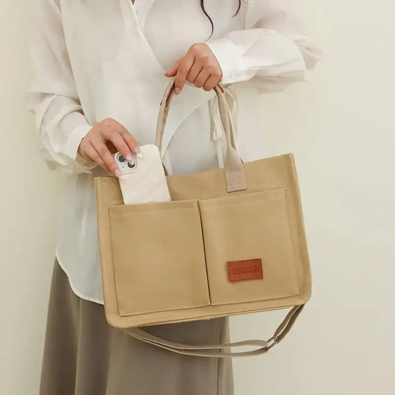 Canvas tote bag with zipper