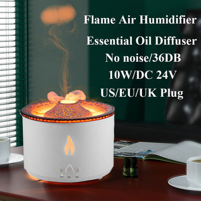 Flame air humidifier with essential oil diffuser on a desk